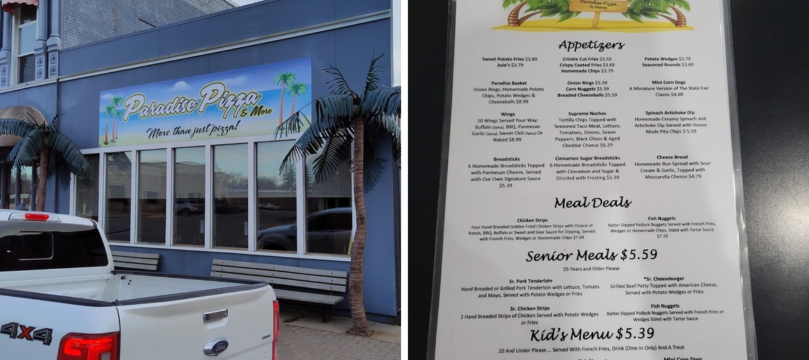 Paradise Pizza & More Menu