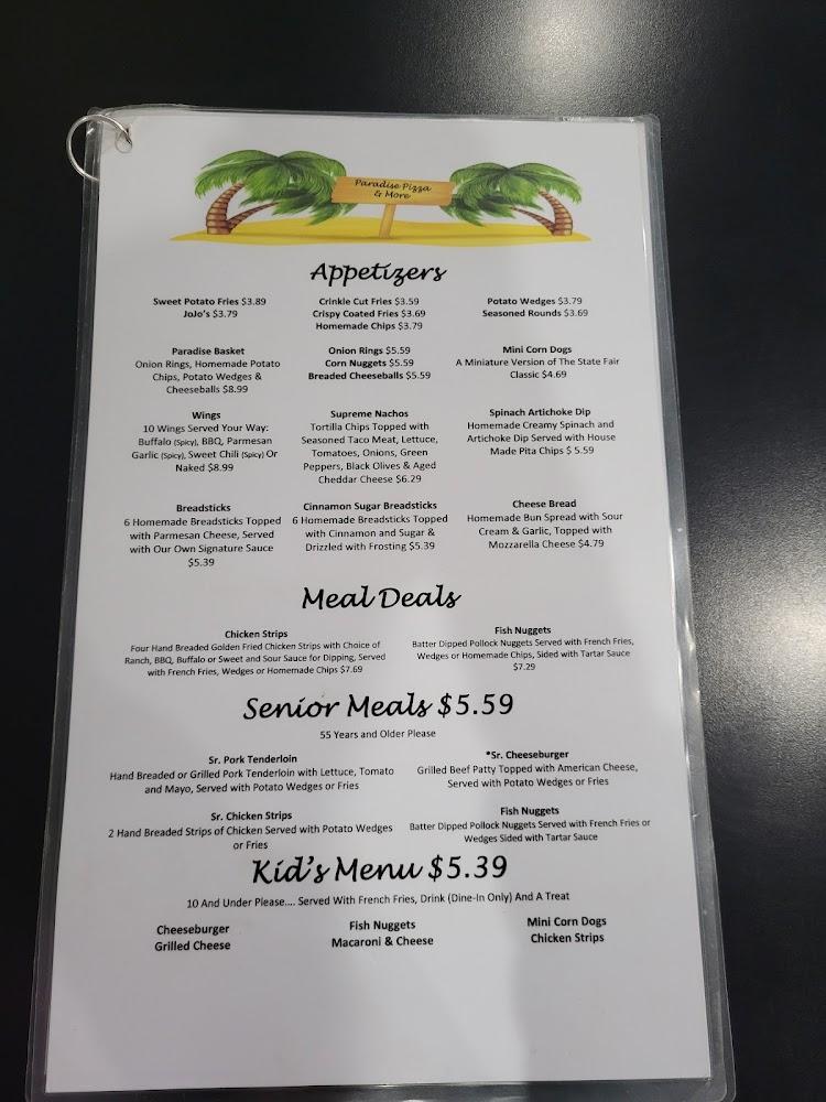 Paradise Pizza & More Menu image 1
