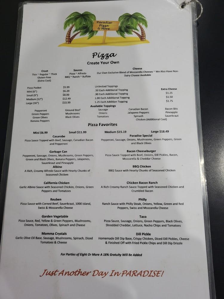 Paradise Pizza & More Menu image 3