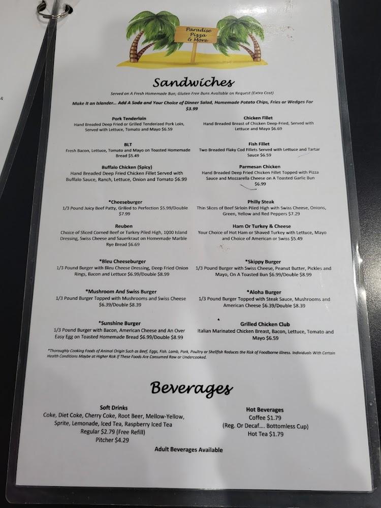 Paradise Pizza & More Menu image 4